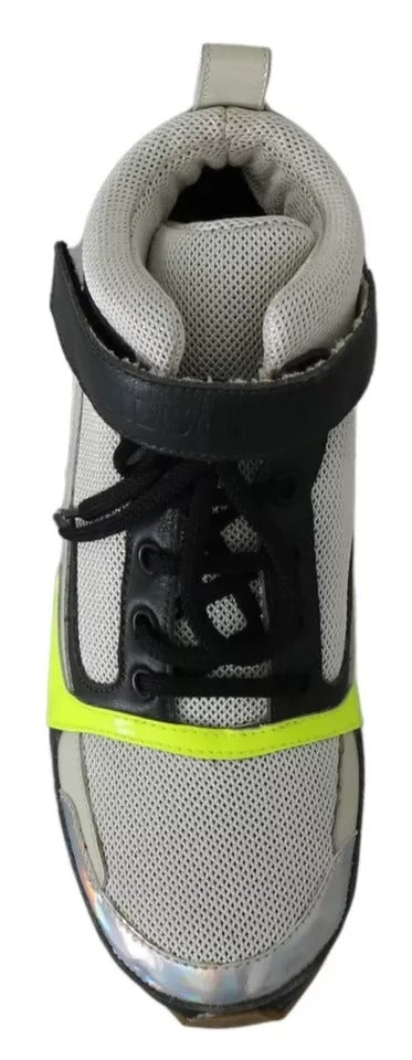 Jil Sander Fog Gray Neon Grün Schwarz Lace-Up Strap Schuhe