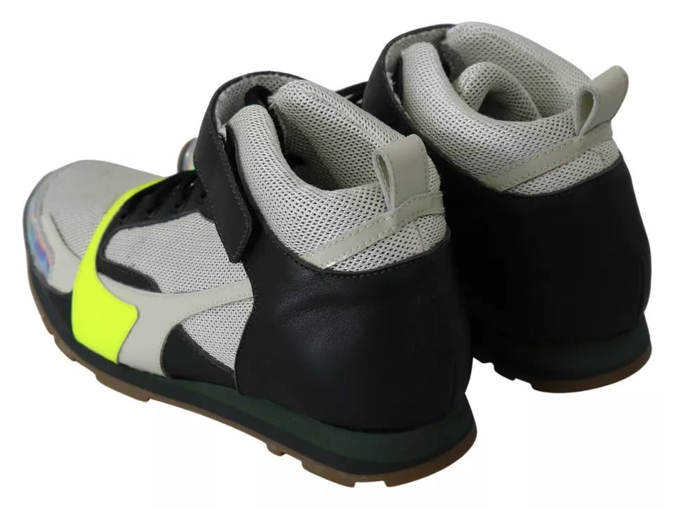 Jil Sander Fog Gray Neon Grün Schwarz Lace-Up Strap Schuhe
