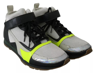 Jil Sander Fog Gray Neon Grün Schwarz Lace-Up Strap Schuhe