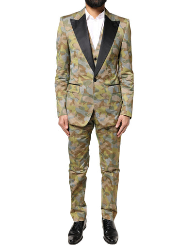 Dolce & Gabbana Multicolor Camouflage SICILIA 3 Stück Anzug