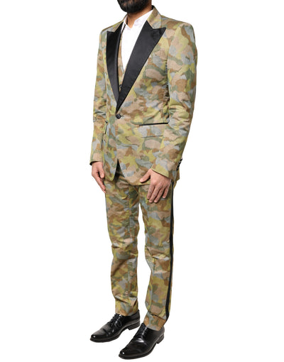 Dolce & Gabbana Multicolor Camouflage SICILIA 3 Stück Anzug