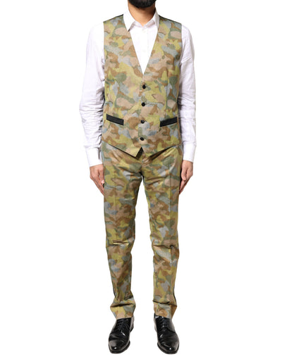 Dolce & Gabbana Multicolor Camouflage SICILIA 3 Stück Anzug
