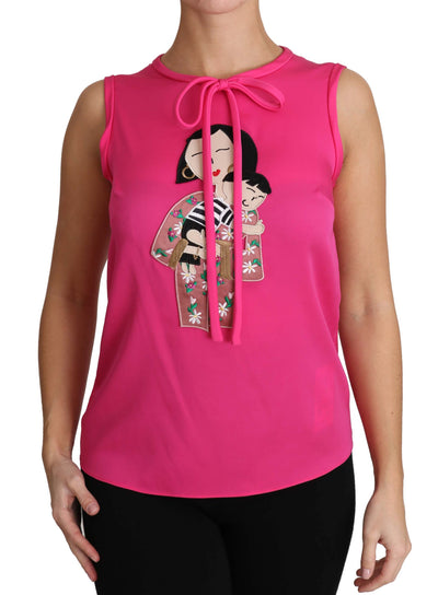 Dolce & Gabbana Rosa Familie Seide Tank Mama Bluse Top Shirt