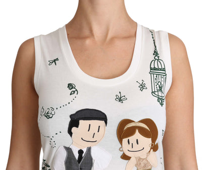 Dolce & Gabbana Weißes Baumwolle #dgfamily Ärmelloses Shirt Tank Top
