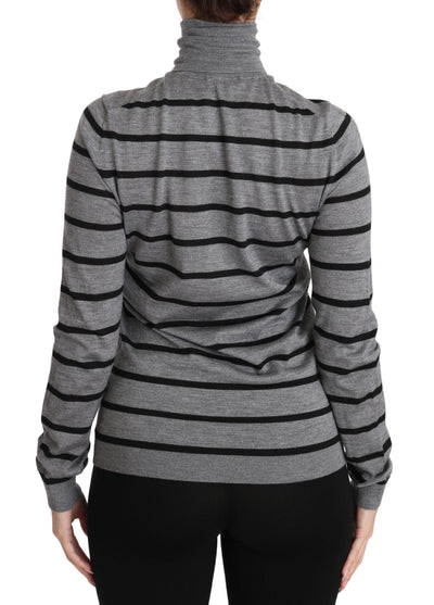 Dolce & Gabbana Grauer Rollkragenpullover aus Kaschmir und Seide