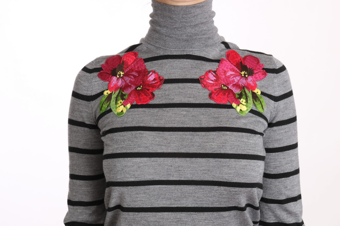 Dolce & Gabbana Grauer Rollkragenpullover aus Kaschmir und Seide