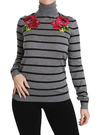 Dolce & Gabbana Grauer Rollkragenpullover aus Kaschmir und Seide