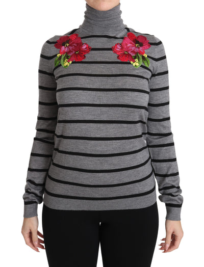 Dolce & Gabbana Grauer Rollkragenpullover aus Kaschmir und Seide