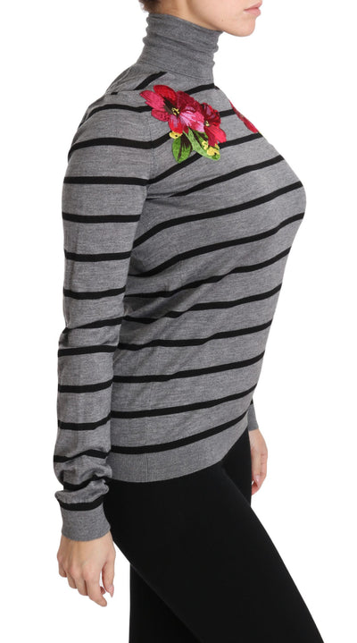Dolce & Gabbana Grauer Rollkragenpullover aus Kaschmir und Seide