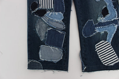 Dolce & Gabbana Blaue Patchwork Jeans-Shorts aus Stretch