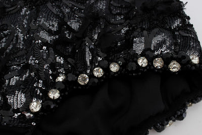Dolce & Gabbana Schwarze Mini-Shorts mit Kristallpailletten