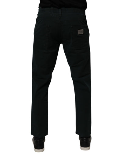 Dolce & Gabbana Dunkelgrüne Baumwolle Lose Herren Denim Jeans