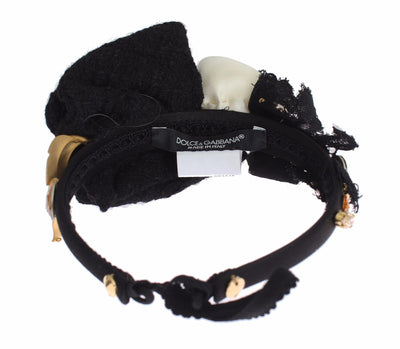Dolce & Gabbana Diadem Stirnband Tiara Weiß Rose Kristall Haar Gold