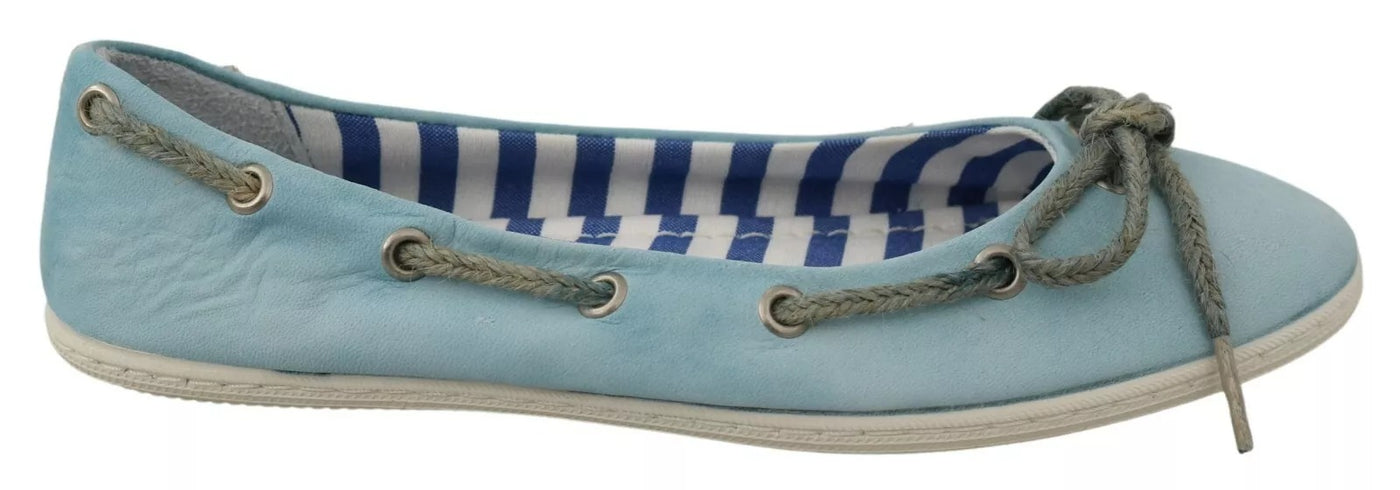 Pantofola D'Oro Himmelblau Wildleder Spitze Schleife Loafers Ballett Wohnung Schuhe