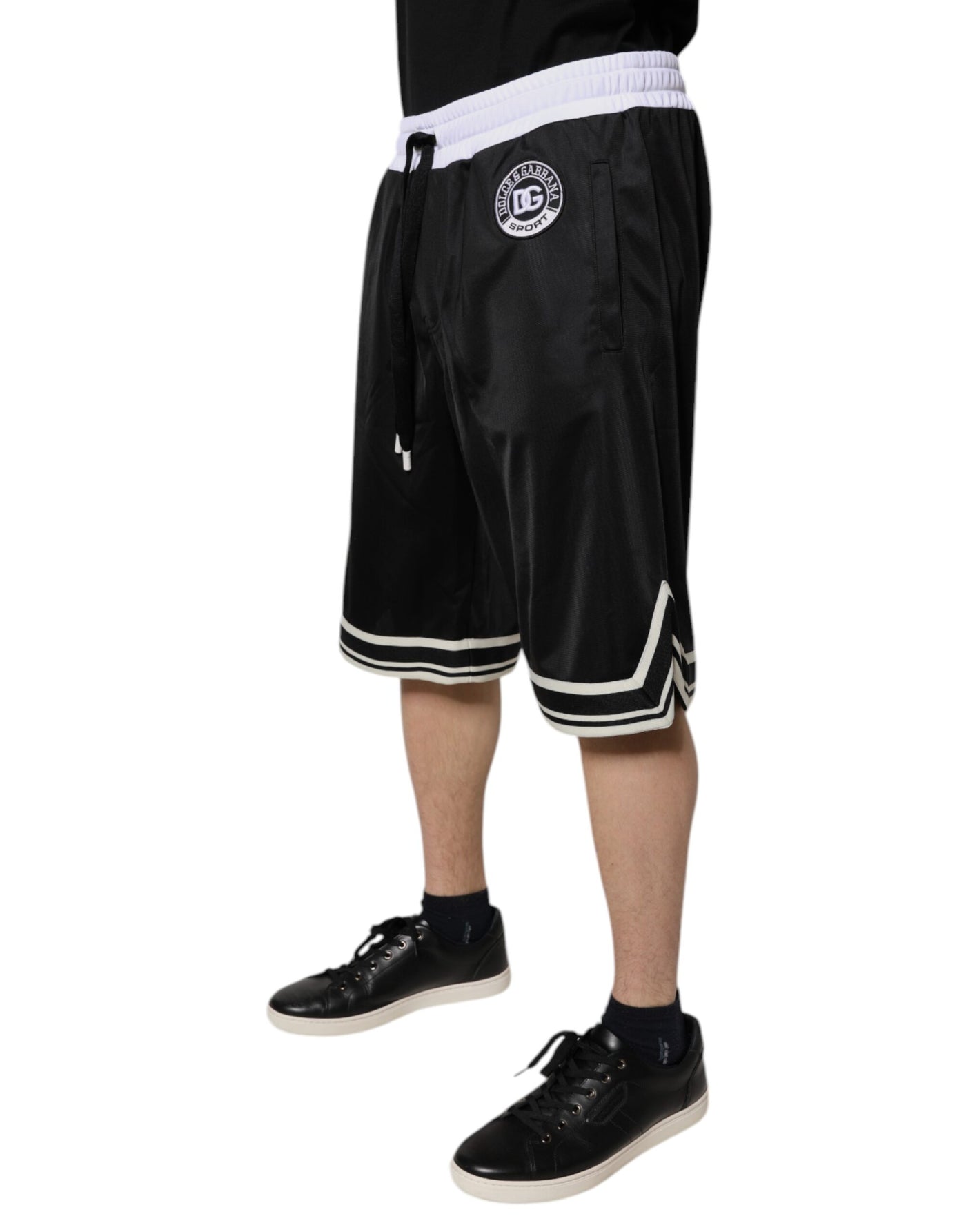 Dolce & Gabbana Schwarz Weiß Männer Bermuda Sweatshorts Shorts