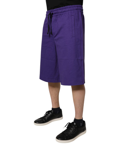 Dolce & Gabbana Lila Baumwolle Männer Bermuda Sweatshorts Shorts