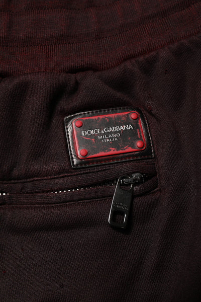 Dolce & Gabbana Bordeauxfarbene Baumwoll-Bermudas Sweatshorts Shorts