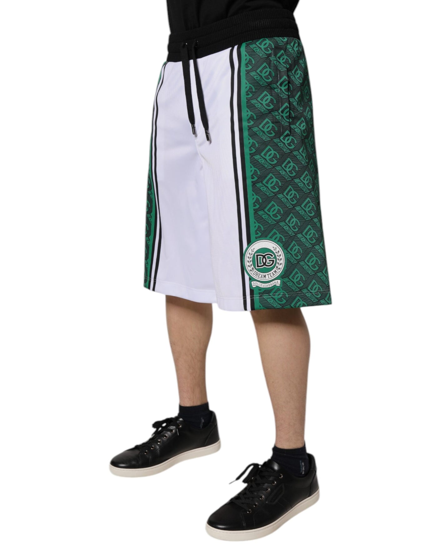 Dolce & Gabbana Weiß Grün Männer Jersey Sweatshorts Shorts