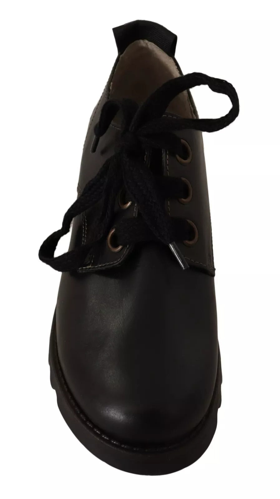 FLY LONDON Schwarz Leder Low Top Lace Up Damen Oxford Schuhe