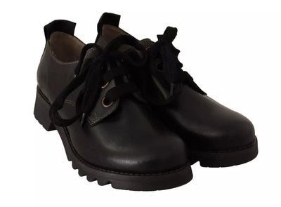 FLY LONDON Schwarz Leder Low Top Lace Up Damen Oxford Schuhe
