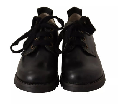 FLY LONDON Schwarz Leder Low Top Lace Up Damen Oxford Schuhe