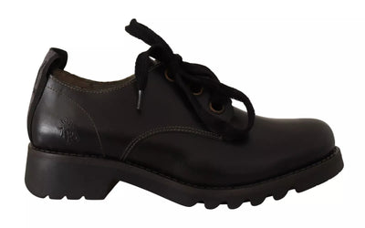 FLY LONDON Schwarz Leder Low Top Lace Up Damen Oxford Schuhe