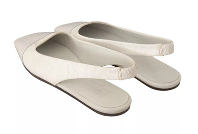 Maison Margiela Weiß Leder Slingback Slip On Flats Schuhe