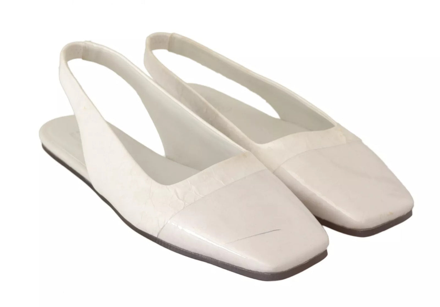 Maison Margiela Weiß Leder Slingback Slip On Flats Schuhe
