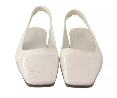 Maison Margiela Weiß Leder Slingback Slip On Flats Schuhe