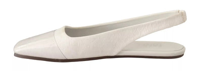 Maison Margiela Weiß Leder Slingback Slip On Flats Schuhe