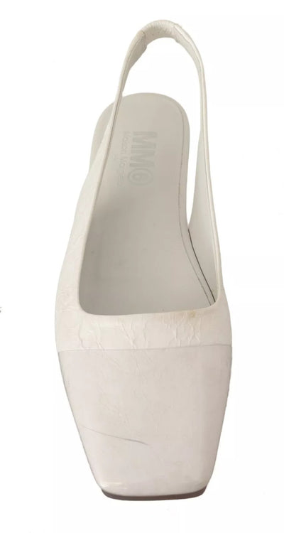 Maison Margiela Weiß Leder Slingback Slip On Flats Schuhe