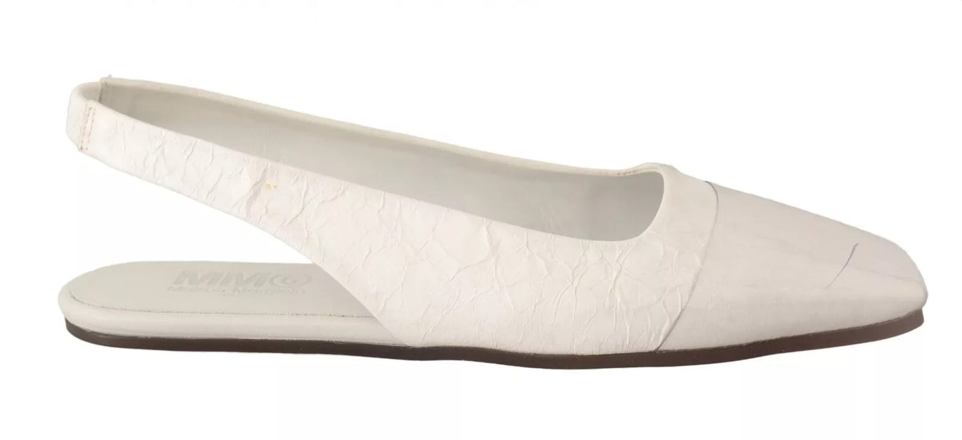 Maison Margiela Weiß Leder Slingback Slip On Flats Schuhe