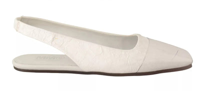 Maison Margiela Weiß Leder Slingback Slip On Flats Schuhe