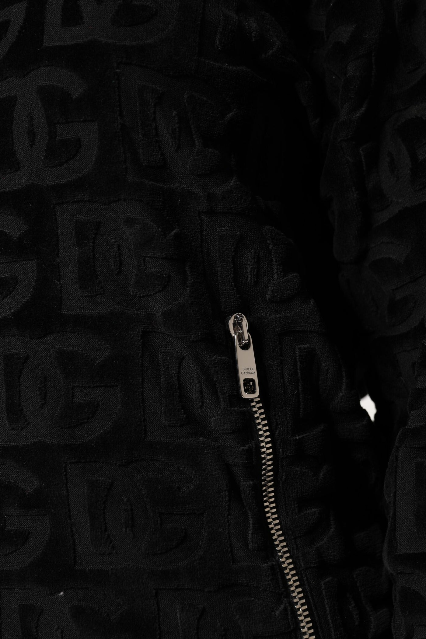 Dolce & Gabbana Schwarze Logo-Monogramm-Bomberjacke mit durchgehendem Reißverschluss