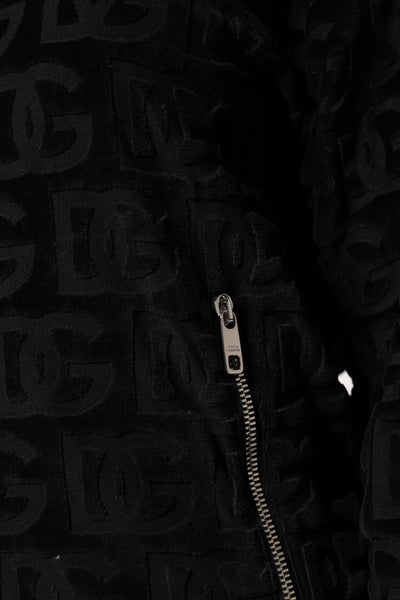 Dolce & Gabbana Schwarze Logo-Monogramm-Bomberjacke mit durchgehendem Reißverschluss