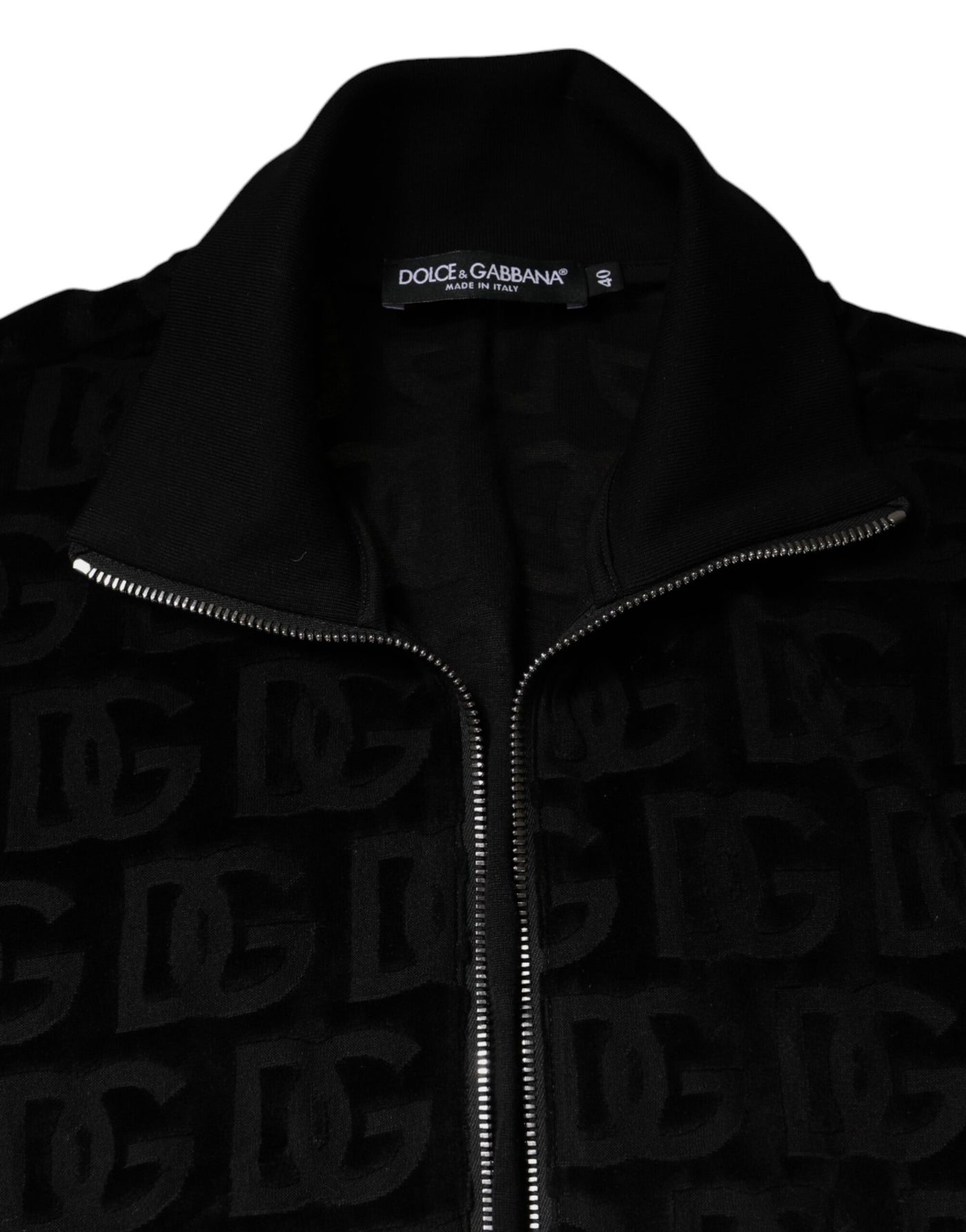 Dolce & Gabbana Schwarze Logo-Monogramm-Bomberjacke mit durchgehendem Reißverschluss