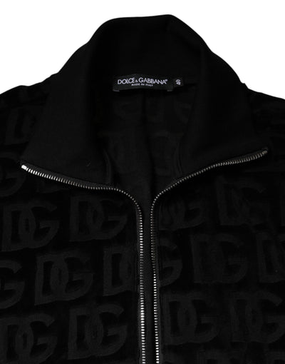 Dolce & Gabbana Schwarze Logo-Monogramm-Bomberjacke mit durchgehendem Reißverschluss