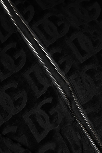 Dolce & Gabbana Schwarze Logo-Monogramm-Bomberjacke mit durchgehendem Reißverschluss