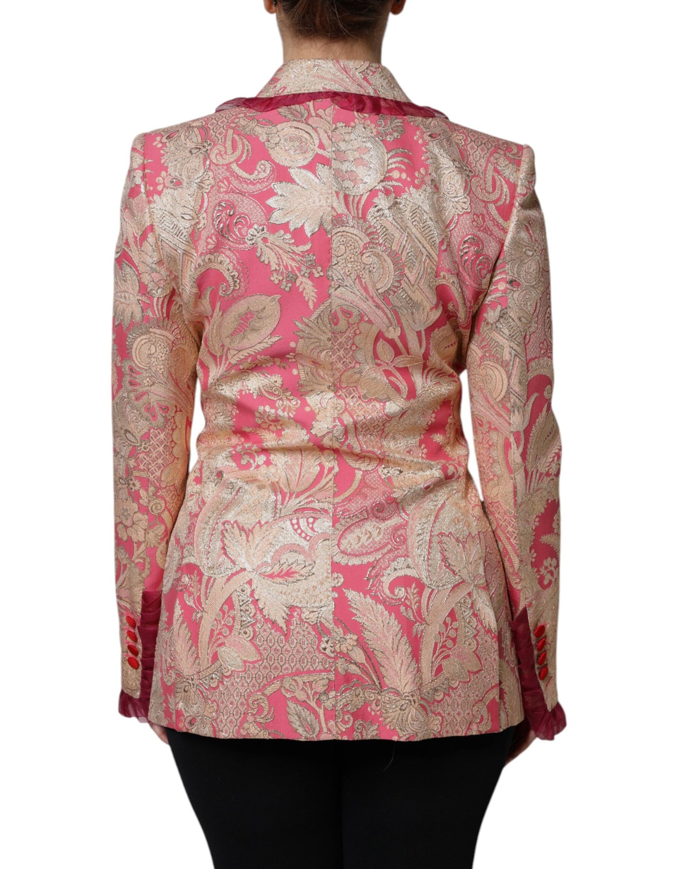Dolce & Gabbana Rosa Gold Jacquard Nylon Mantel Blazer Jacke
