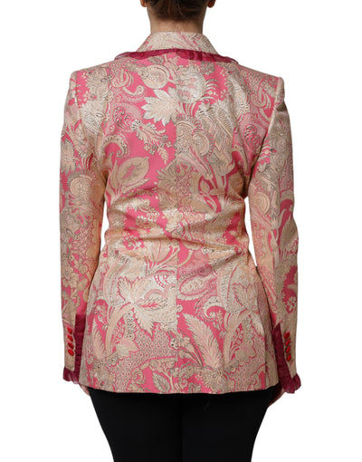 Dolce & Gabbana Rosa Gold Jacquard Nylon Mantel Blazer Jacke