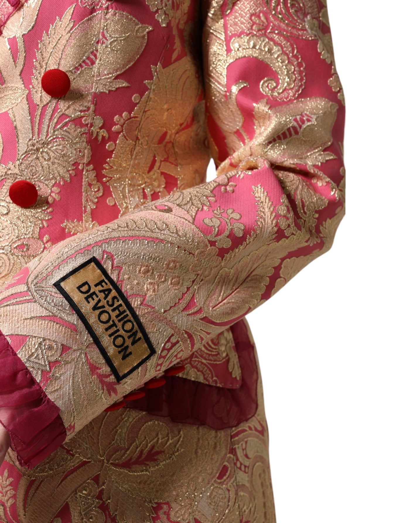 Dolce & Gabbana Rosa Gold Jacquard Nylon Mantel Blazer Jacke