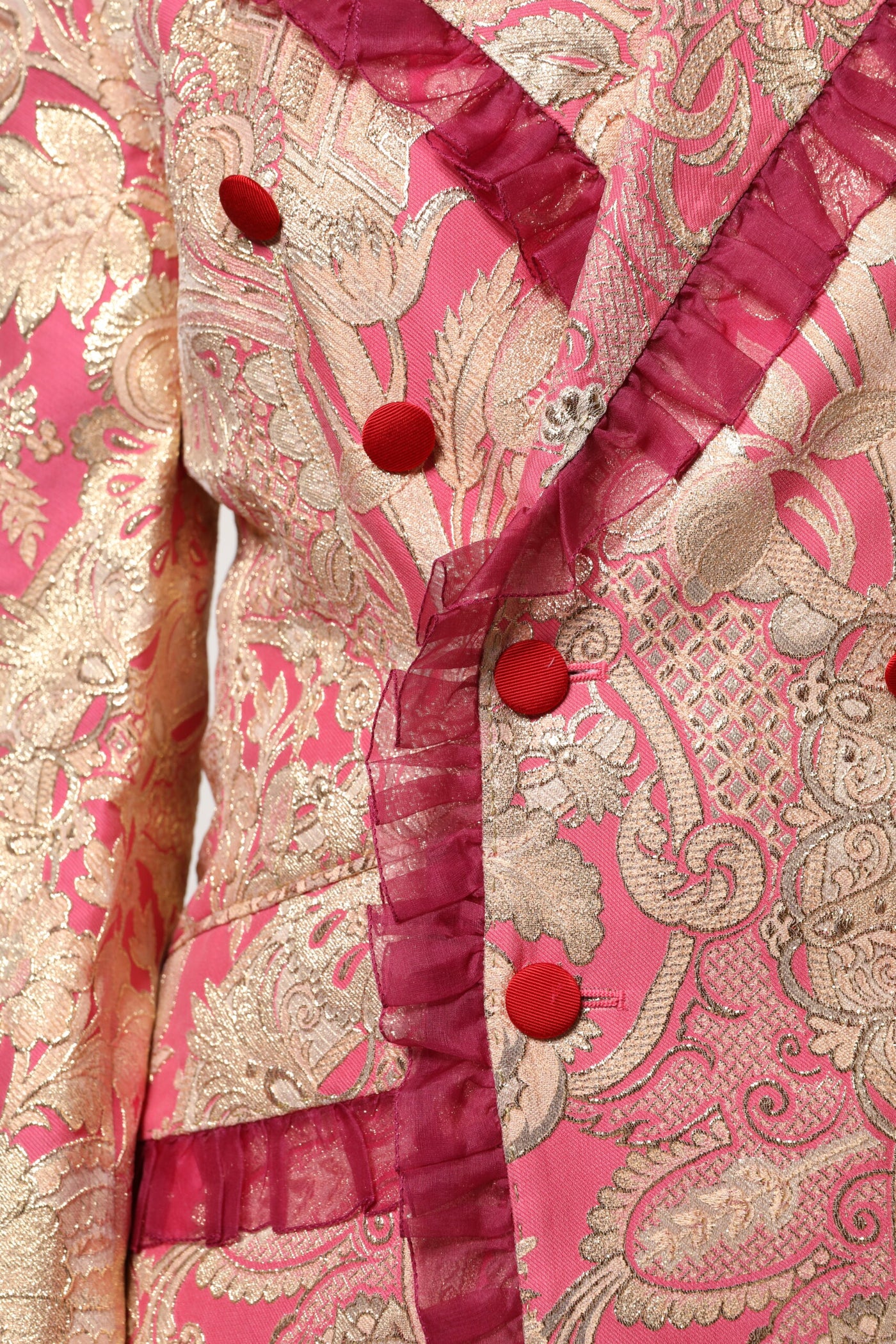 Dolce & Gabbana Rosa Gold Jacquard Nylon Mantel Blazer Jacke