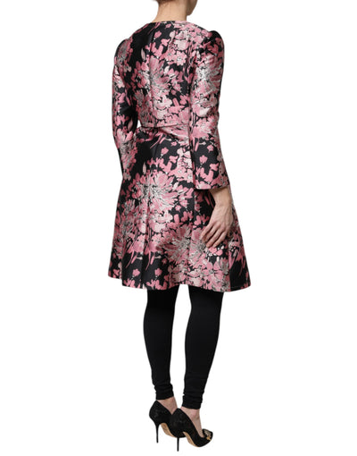 Dolce & Gabbana Rosa Schwarz Floral Brokat Trenchcoat Jacke
