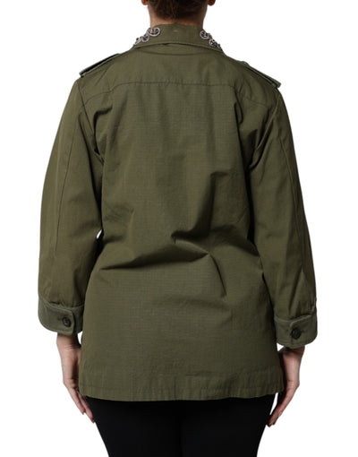 Dolce & Gabbana Militärgrüner verschnörkelter Mantel Jacke Queen