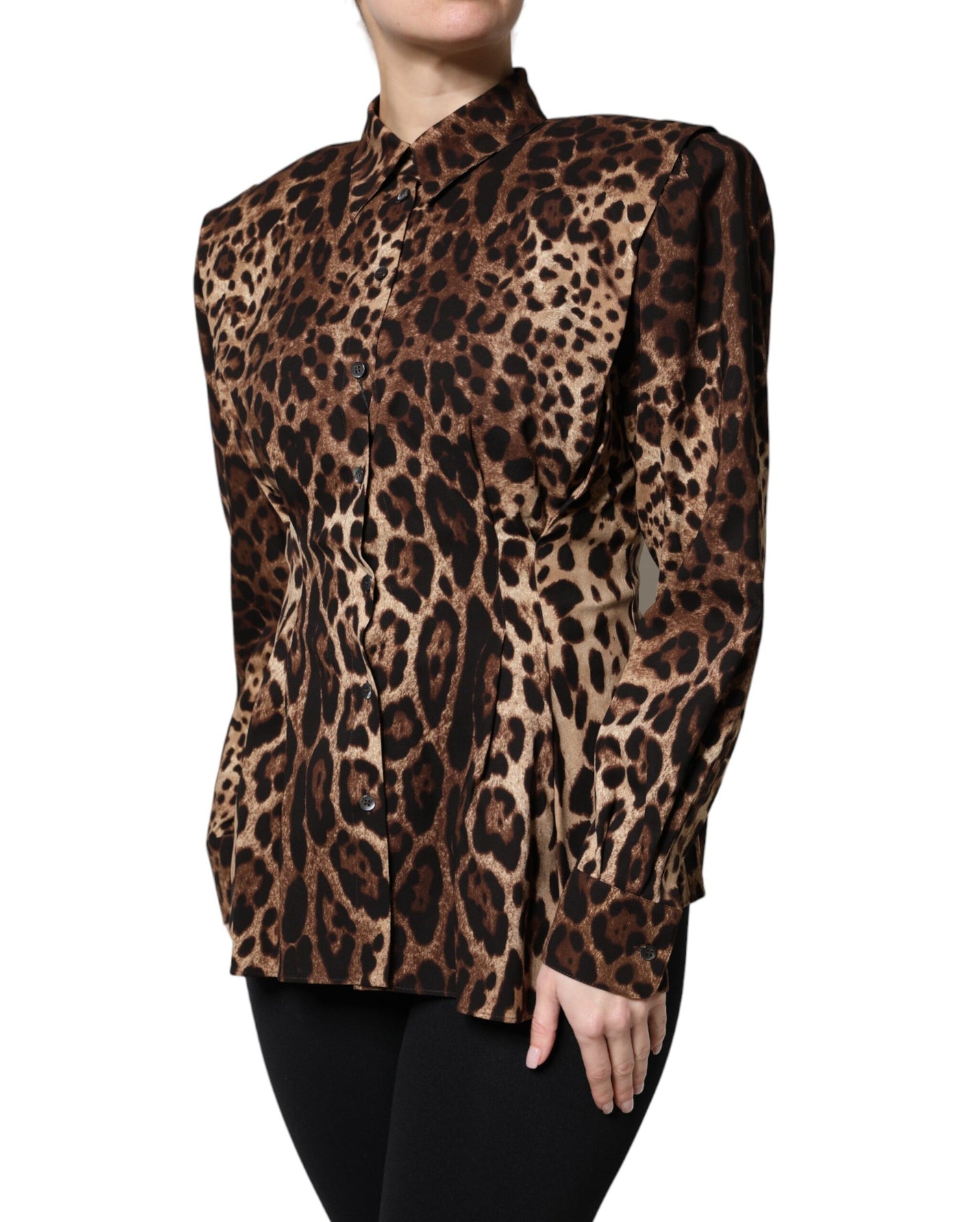 Dolce & Gabbana Brauner Leopard Seidenmantel mit Knopfleiste Jacke