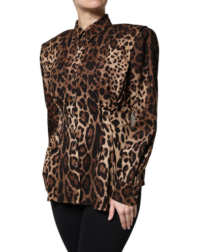 Dolce & Gabbana Brauner Leopard Seidenmantel mit Knopfleiste Jacke