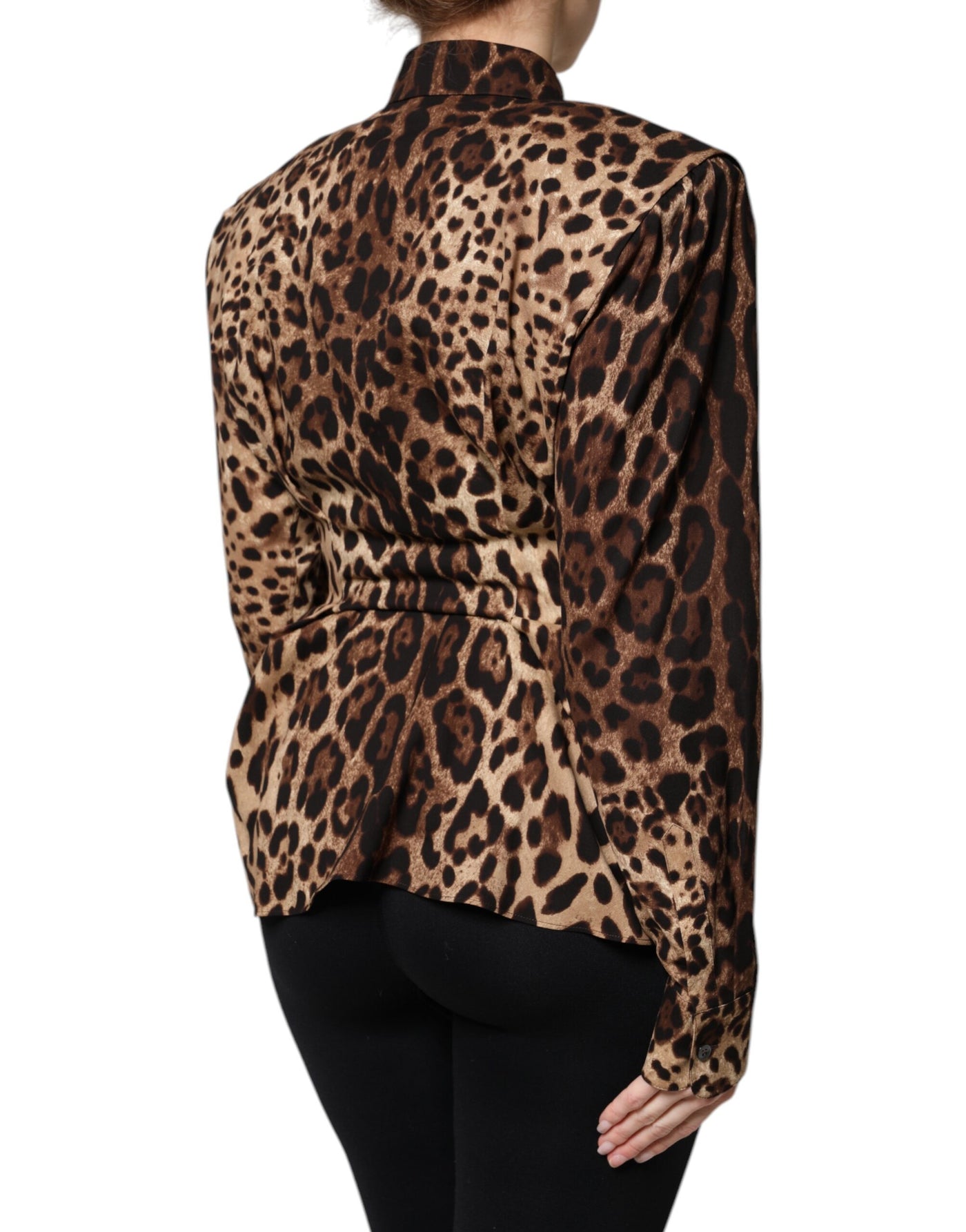 Dolce & Gabbana Brauner Leopard Seidenmantel mit Knopfleiste Jacke