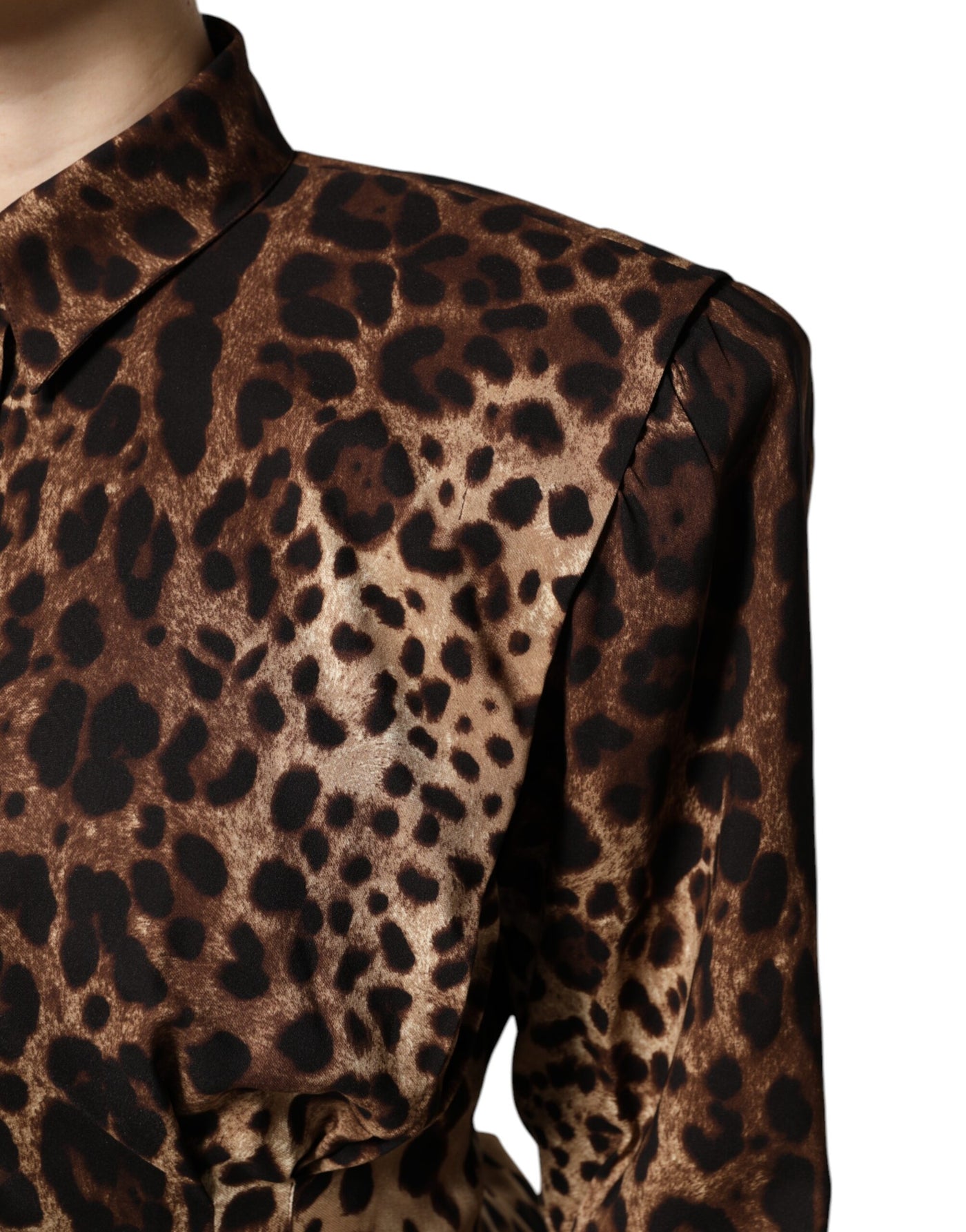 Dolce & Gabbana Brauner Leopard Seidenmantel mit Knopfleiste Jacke