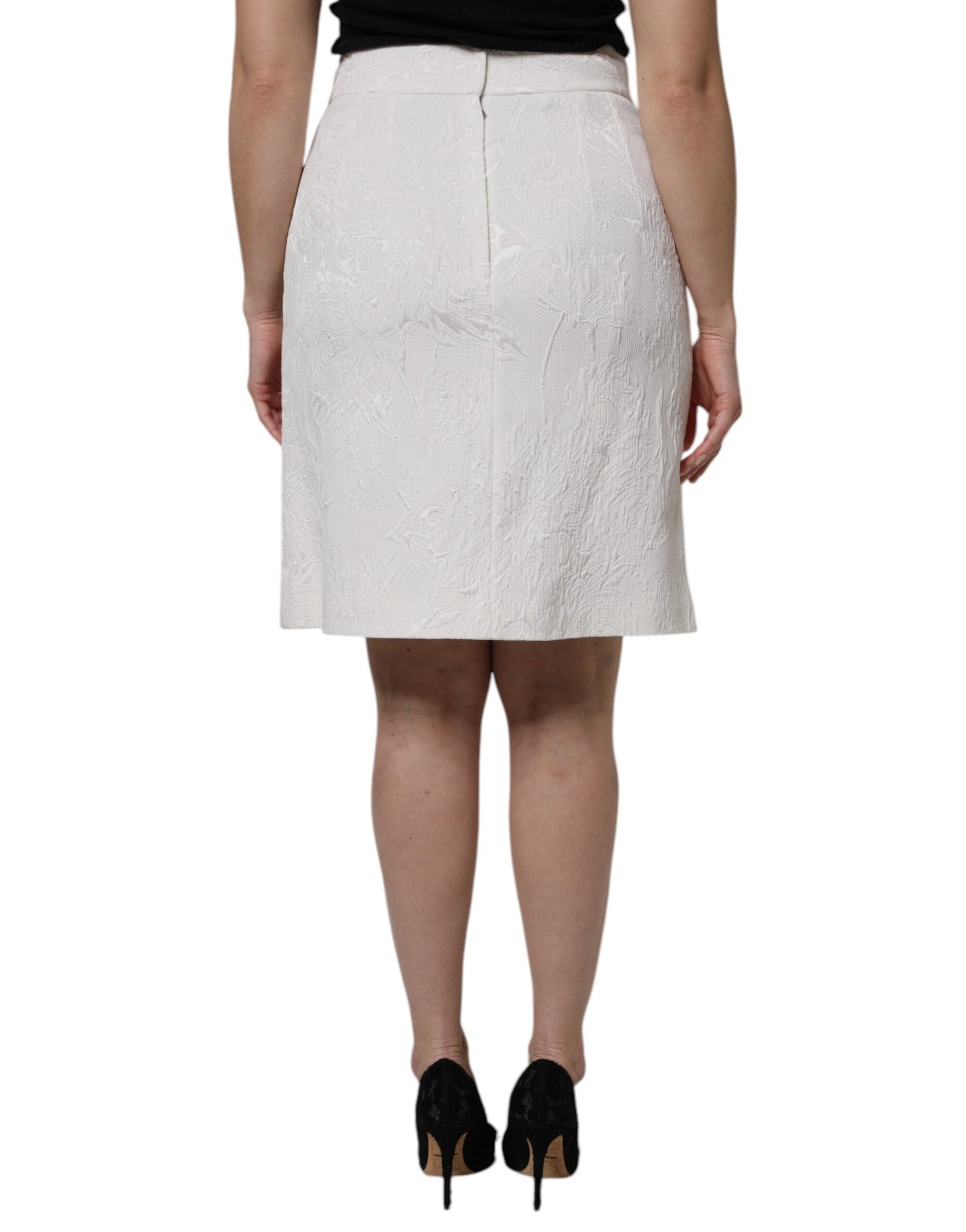 Dolce & Gabbana Weißer knielanger Bleistiftrock mit hoher Taille