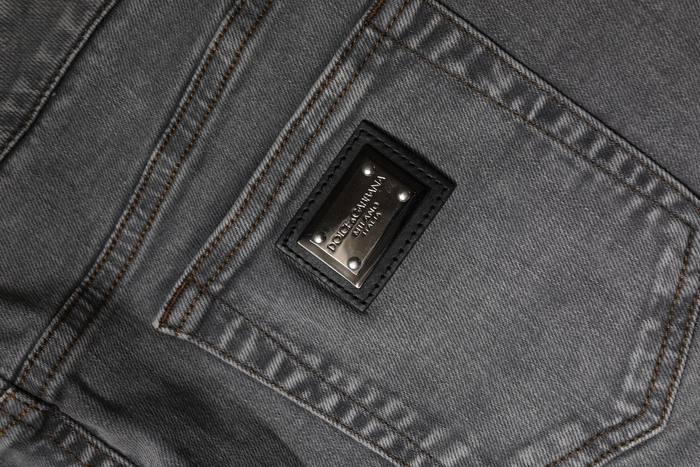 Dolce & Gabbana Grauer Baumwoll-Stretch-Denim-Minirock mit mittlerer Taille